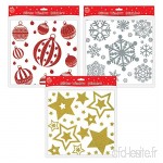 Stickers Fenêtre flocon de neige et étoile de Noël avec paillettes -2 Pack - B01M196J4H